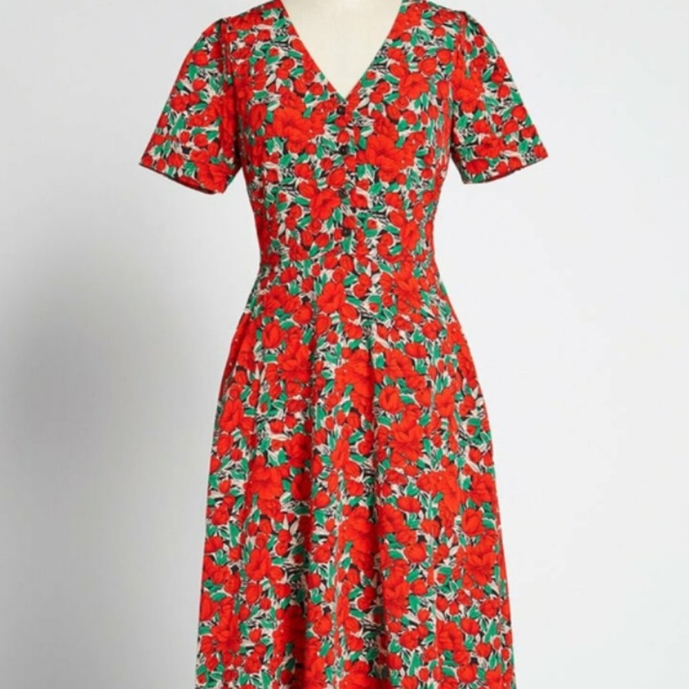 ModCloth It Takes Tulip Midi Louche Dress